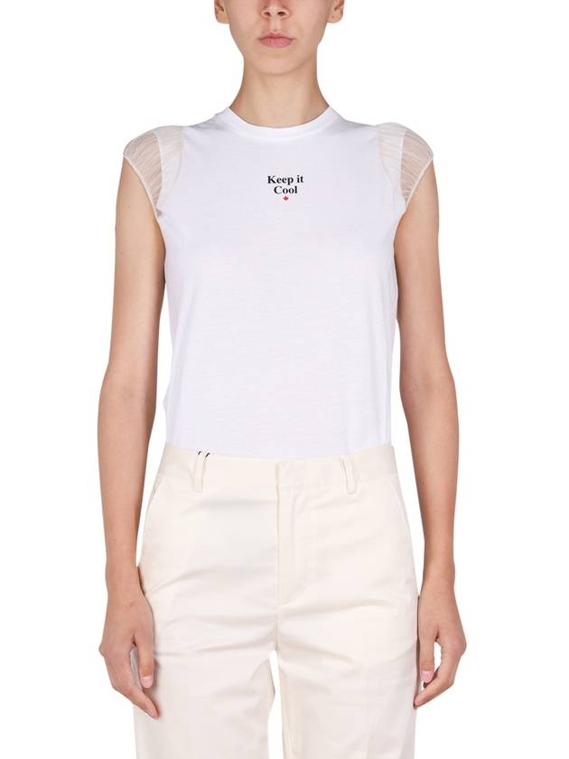 Women's Slogan Print Sleeveless White - DSQUARED2 - BALAAN 2