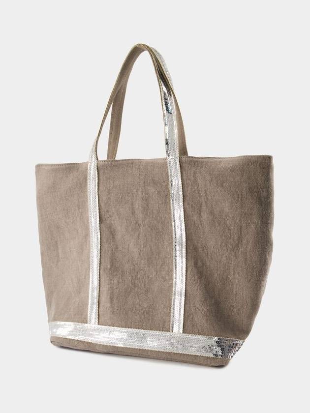 Cabas L Shopper Bag - Vanessa Bruno - Linen - Grey - VANESSA BRUNO - BALAAN 2