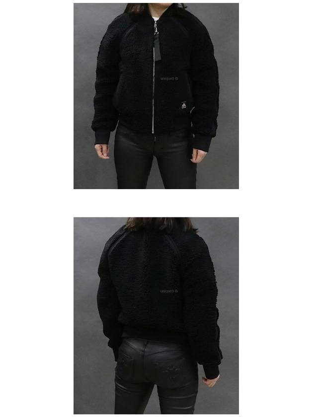 Women's Urcissee Fleece Bomber Jacket Black - MOOSE KNUCKLES - BALAAN 5