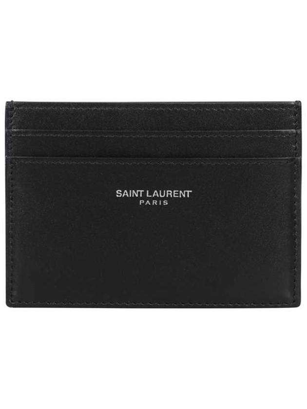 Embossed Leather Card Wallet Black - SAINT LAURENT - BALAAN 2