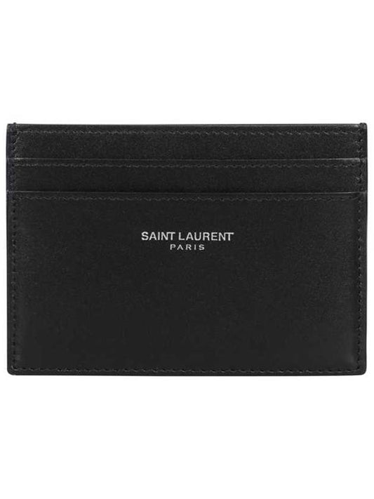 Embossed Leather Card Wallet Black - SAINT LAURENT - BALAAN 2