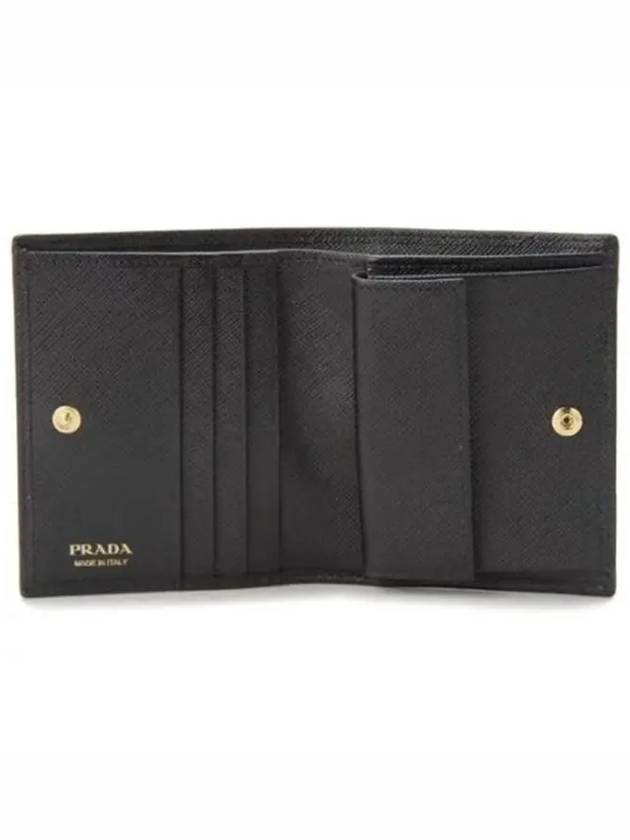 Gold Hardware Triangle Logo Saffiano Half Wallet Black - PRADA - BALAAN 4