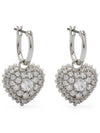 Hyperbola Heart Crystal Pearl Drop Earrings Silver - SWAROVSKI - BALAAN 1