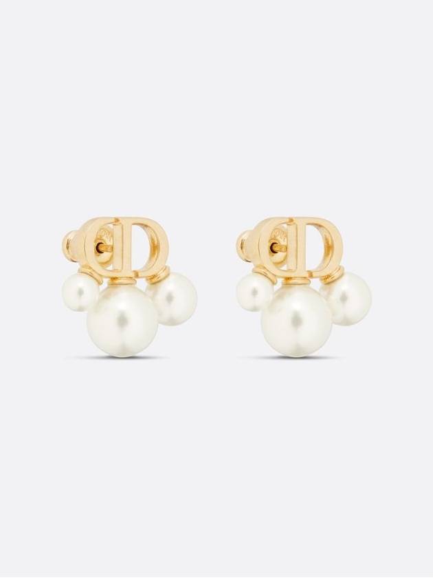 Tryptique Resin Pearl Mini Stud Earrings Gold - DIOR - BALAAN 4