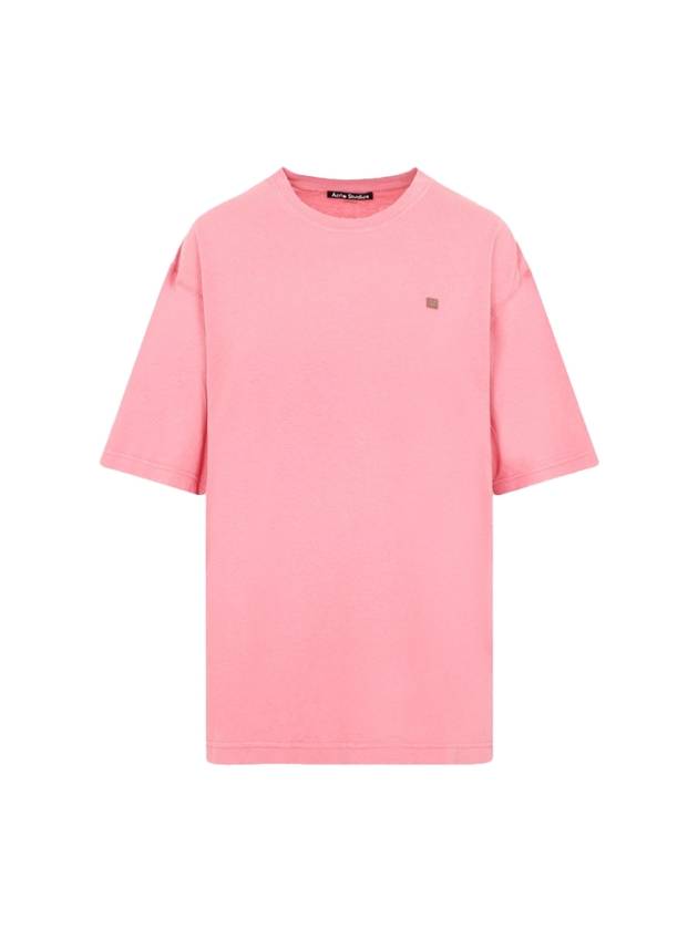 Logo Cotton Short Sleeve T-Shirt Pink - ACNE STUDIOS - BALAAN 1