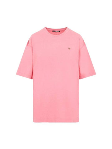 Logo Cotton Short Sleeve T-Shirt Pink - ACNE STUDIOS - BALAAN 1