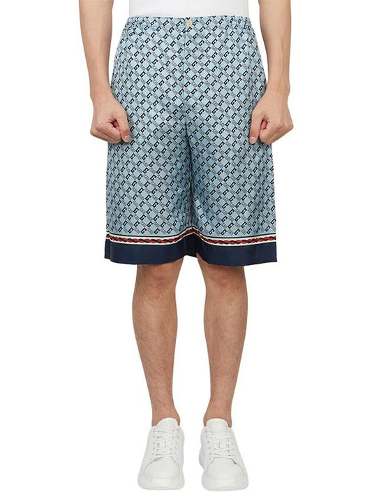 Geometric Square G Print Silk Shorts Blue - GUCCI - BALAAN 2