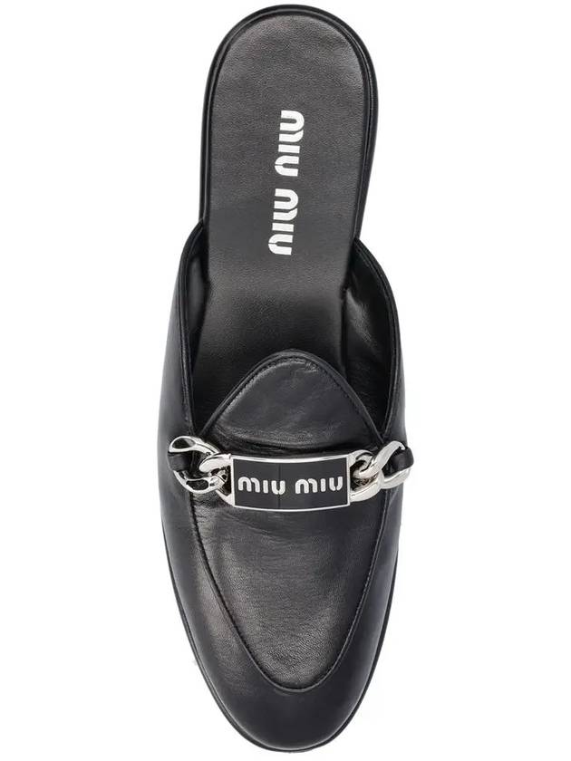 Logo Leather Bloafers Black - MIU MIU - BALAAN 4