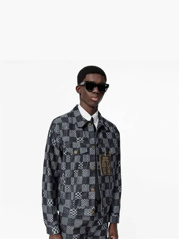 Distorted Damier Denim Jacket Blue - LOUIS VUITTON - BALAAN 4