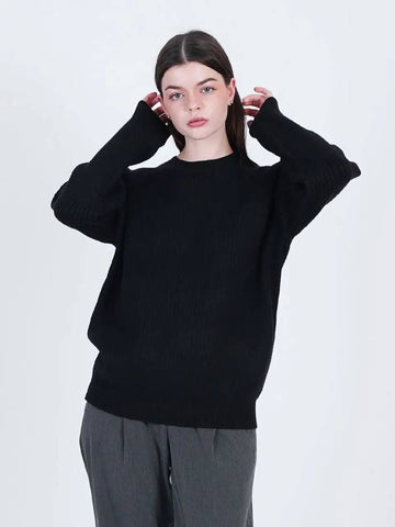 Hazy Ribbed Raglan Knit Black - CHANCE'S NOI - BALAAN 1