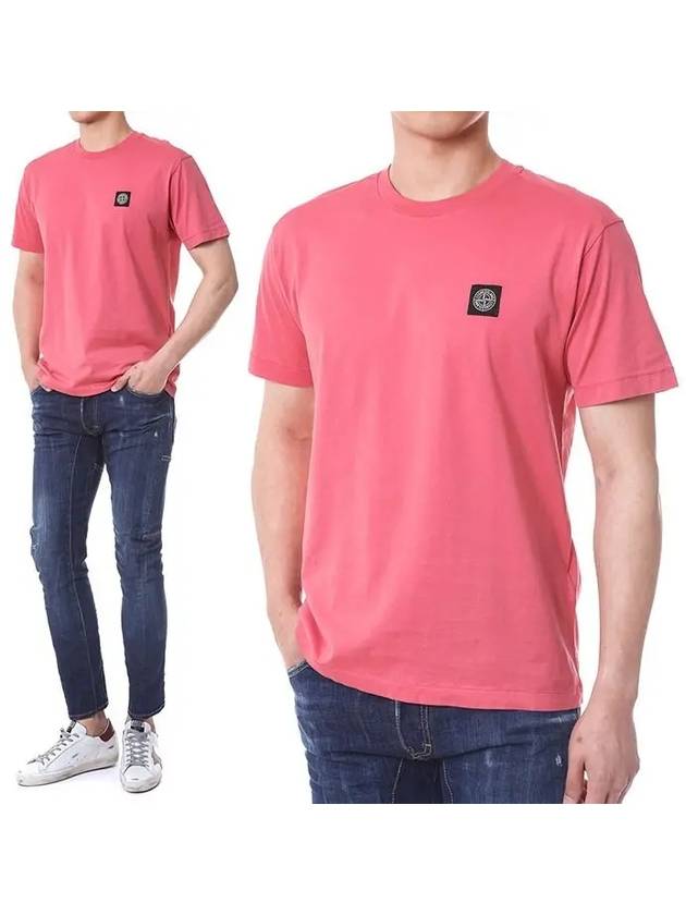 Logo Patch Cotton Short Sleeve T-Shirt Pink - STONE ISLAND - BALAAN 2