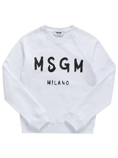 Women's Brushed Logo Crew Neck Sweatshirt White - MSGM - BALAAN 2