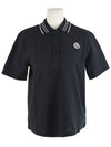 Logo Patch Short Sleeve PK Shirt Navy - MONCLER - BALAAN 3