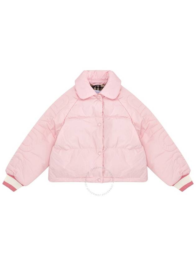 Burberry Girls Seashell Pink Athena Quilted Bomber Jacket, Size 4Y - BURBERRY - BALAAN 1