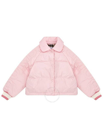 Burberry Girls Seashell Pink Athena Quilted Bomber Jacket, Size 4Y - BURBERRY - BALAAN 1