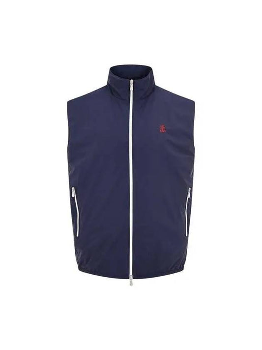 City Village 8th Anniversary 10 e Point 9 8 Men s Embroidered Logo Zip up Vest Navy - BRUNELLO CUCINELLI - BALAAN 1