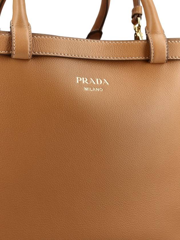 Buckle Medium Leather Handbag Caramel - PRADA - BALAAN 5