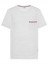 Men's Medium Weight Jersey Tipped Pocket Crewneck Short Sleeve T-Shirt White - THOM BROWNE - BALAAN 2