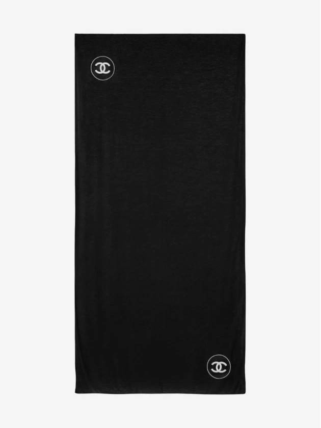 CC Logo Cashmere Silk Scarf Black - CHANEL - BALAAN 3