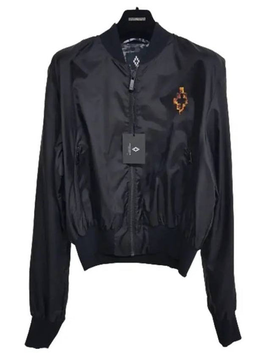 Fire Cross Print Bomber Jacket Black - MARCELO BURLON - BALAAN 1