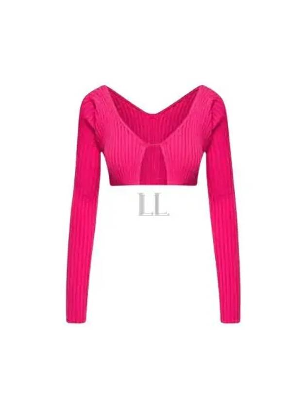 La Maille Pralu Micro Charm Logo Cardigan Pink - JACQUEMUS - BALAAN 2