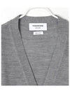 4-Bar Stripe Sustainable Merino Wool Cardigan Grey - THOM BROWNE - BALAAN 4