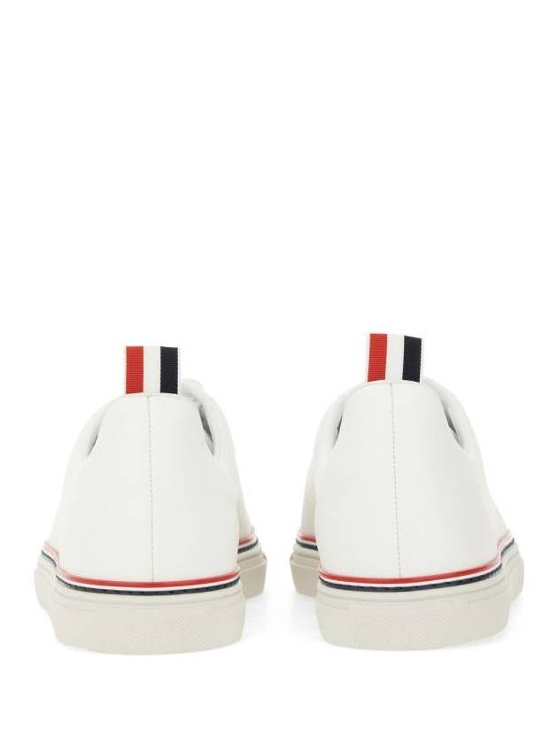 Tennis Vitello Calf Leather Low Top Sneakers White - THOM BROWNE - BALAAN 5