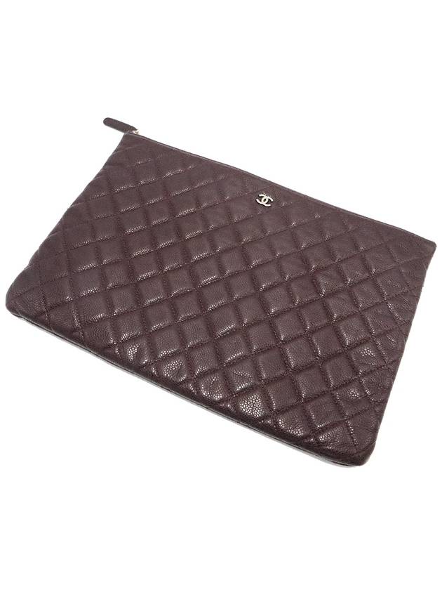 Women s Chanel A69251 Burgundy Caviar Skin Silver CC Logo Classic Large Pouch Clutch 20s gt Gangbuk used luxury goods - CHANEL - BALAAN 5