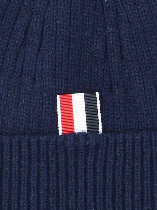 4 Bar Stripe Cashmere Beanie Navy - THOM BROWNE - BALAAN 5