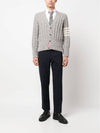 Donegal Twist Cable 4 Bar Classic V Neck Cardigan Light Grey - THOM BROWNE - BALAAN 6