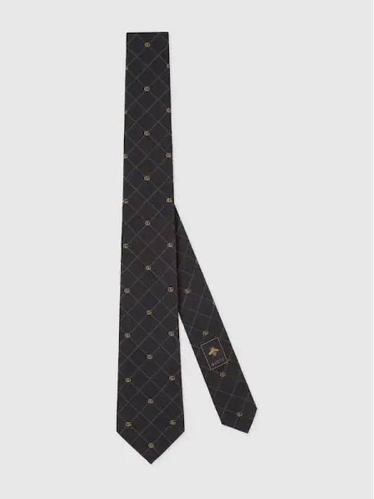 Double G Check Silk Jacquard Tie Blue - GUCCI - BALAAN 2