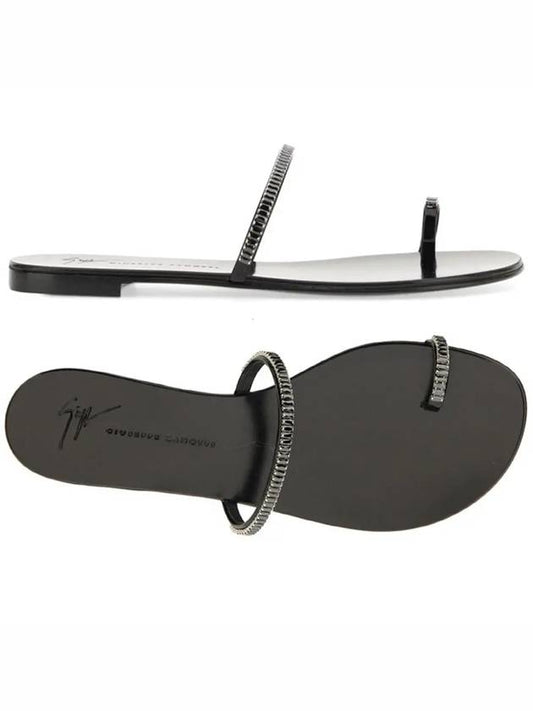 24SS Colorful Strap Toe Ring Flat Sandals Black E100038 013 - GIUSEPPE ZANOTTI - BALAAN 1