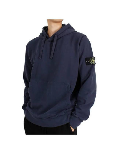 Wappen Patch Cotton Fleece Hoodie Marine Blue - STONE ISLAND - BALAAN 1