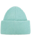 Face Patch Ribbed Wool Beanie Turquoise Blue - ACNE STUDIOS - BALAAN 4