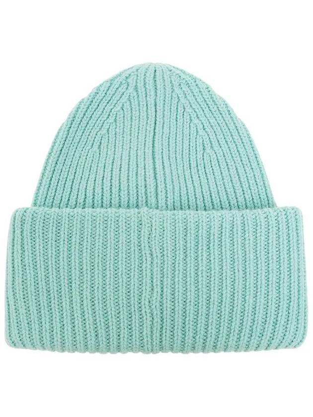 Face Patch Ribbed Wool Beanie Turquoise Blue - ACNE STUDIOS - BALAAN 4