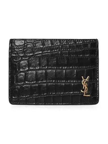 Men s Monogram Crocodile Card Wallet 270446 - SAINT LAURENT - BALAAN 1