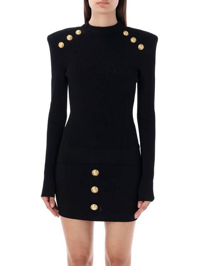 Button detail knit top black - BALMAIN - BALAAN 2