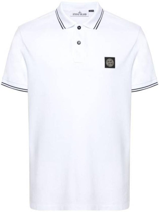 Logo Patch Polo Shirt White - STONE ISLAND - BALAAN 1