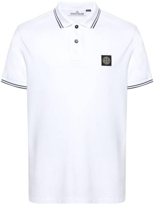 Logo Patch Polo Shirt White - STONE ISLAND - BALAAN 1