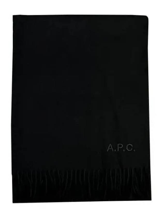 Signature Embroidered Logo Wool Muffler Black - A.P.C. - BALAAN 2