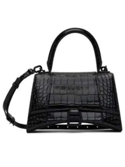 Hourglass Crocodile Embossed Small Tote Bag Black - BALENCIAGA - BALAAN 2