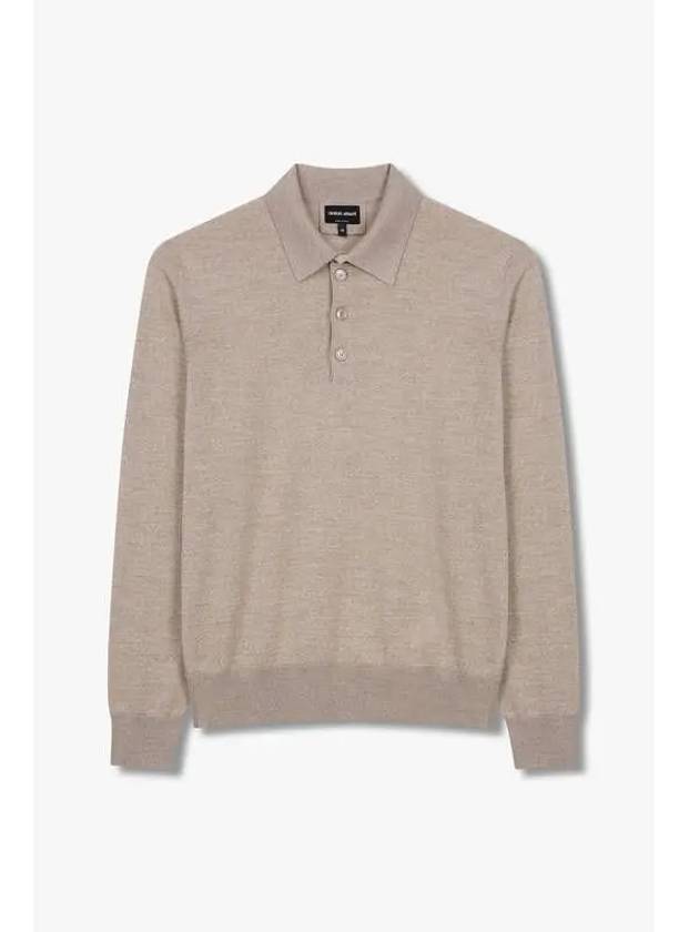 Just one day Men s half button collar wool sweater melange beige - GIORGIO ARMANI - BALAAN 1