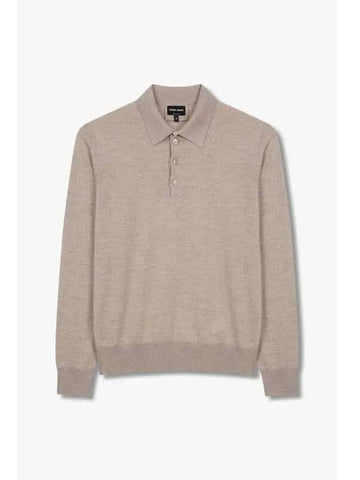 Just one day Men s half button collar wool sweater melange beige - GIORGIO ARMANI - BALAAN 1