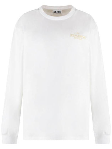 Ganni Long Sleeve Cotton T-Shirt - GANNI - BALAAN 1