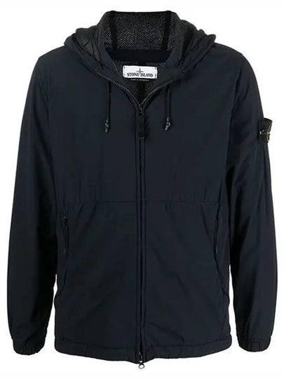 Men's Wappen Patch Skin Touch Hooded Jacket Navy - STONE ISLAND - BALAAN 2