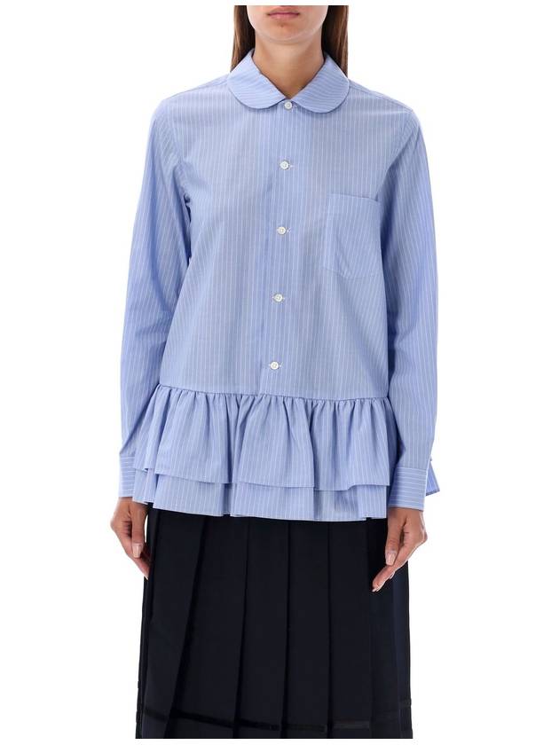 striped ruffle shirt blue - COMME DES GARCONS - BALAAN 2