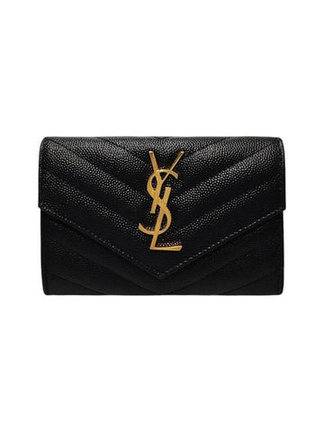 414404 Monogram Envelope Gold Logo Card Business Wallet - SAINT LAURENT - BALAAN 1