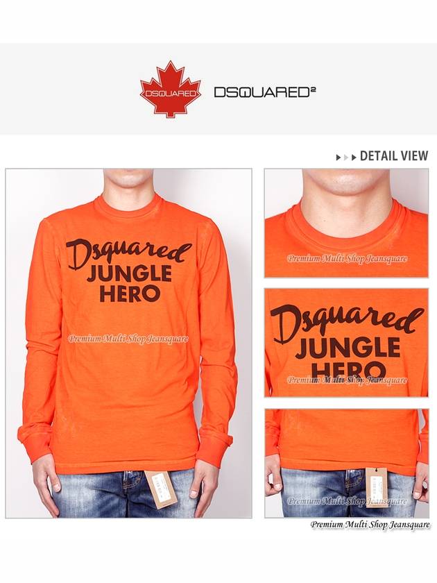 Men's JUNGLE HERO Long Sleeve TShirt 74GC0898 Orange - DSQUARED2 - BALAAN 6