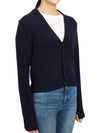 Embroidered Heart Logo Cashmere Cardigan Navy - AMI - BALAAN 4