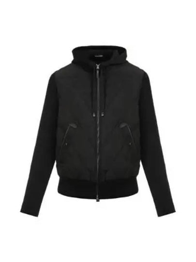 Wool Padded Zip-Up Hoodie Black - TOM FORD - BALAAN 2